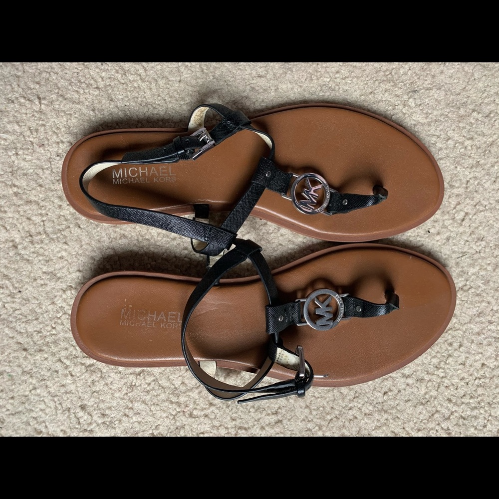 Michael Kors Brown & Black Sondra Flat Sandals